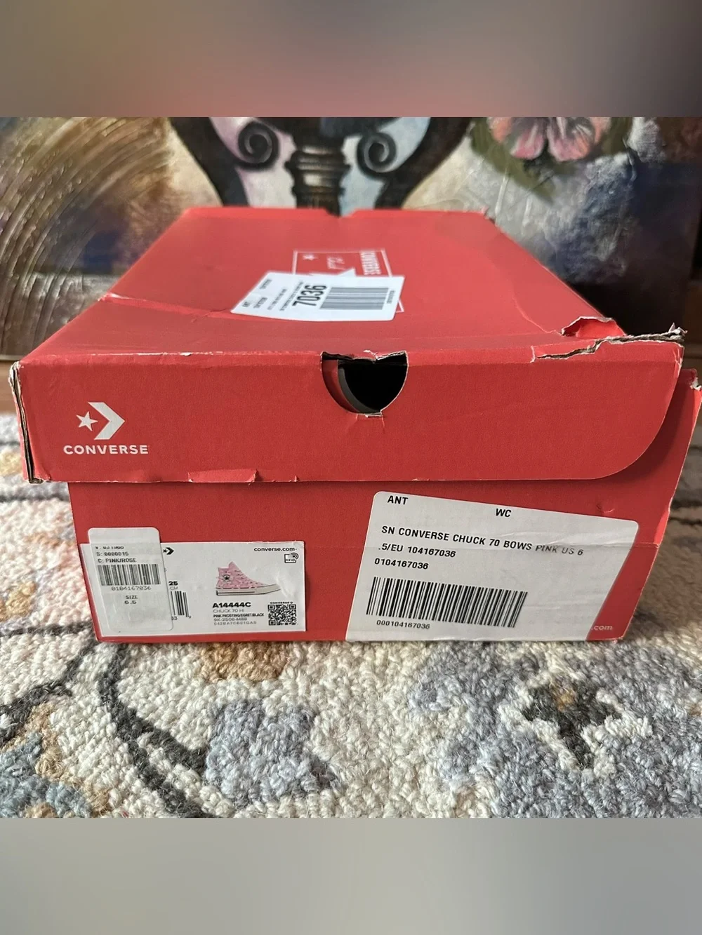pink converse platforms w bows & studs / size 8